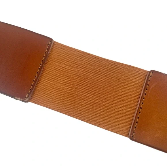 Wide Leather Belt in Cognac Brown Structural 90s Size L - Picture 9 of 17